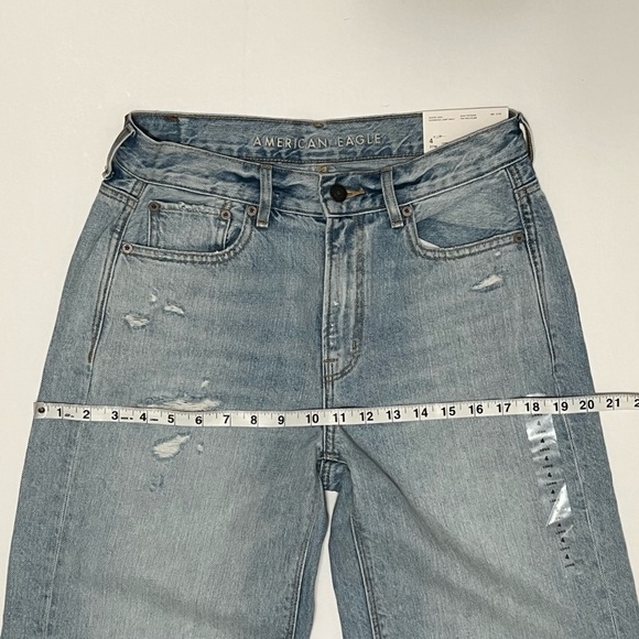 American Eagle Skater Jeans 27/4L Long High Rise Wide Leg Distressed Light Wash - Picture 12 of 16